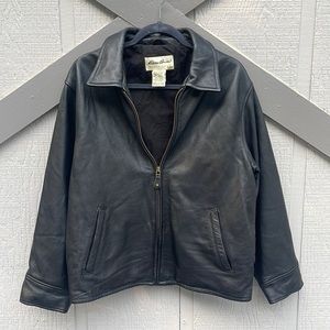Vintage Eddie Bauer Genuine Leather Full Zip Jacket Women’s Large Black